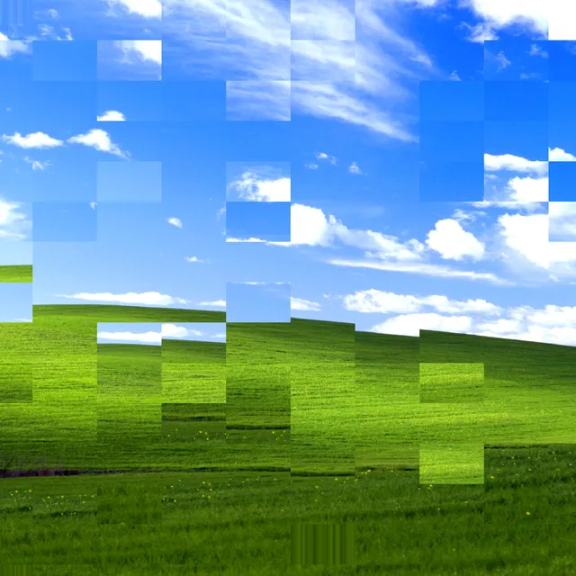 Image preview broken into displaced rectangular patches.